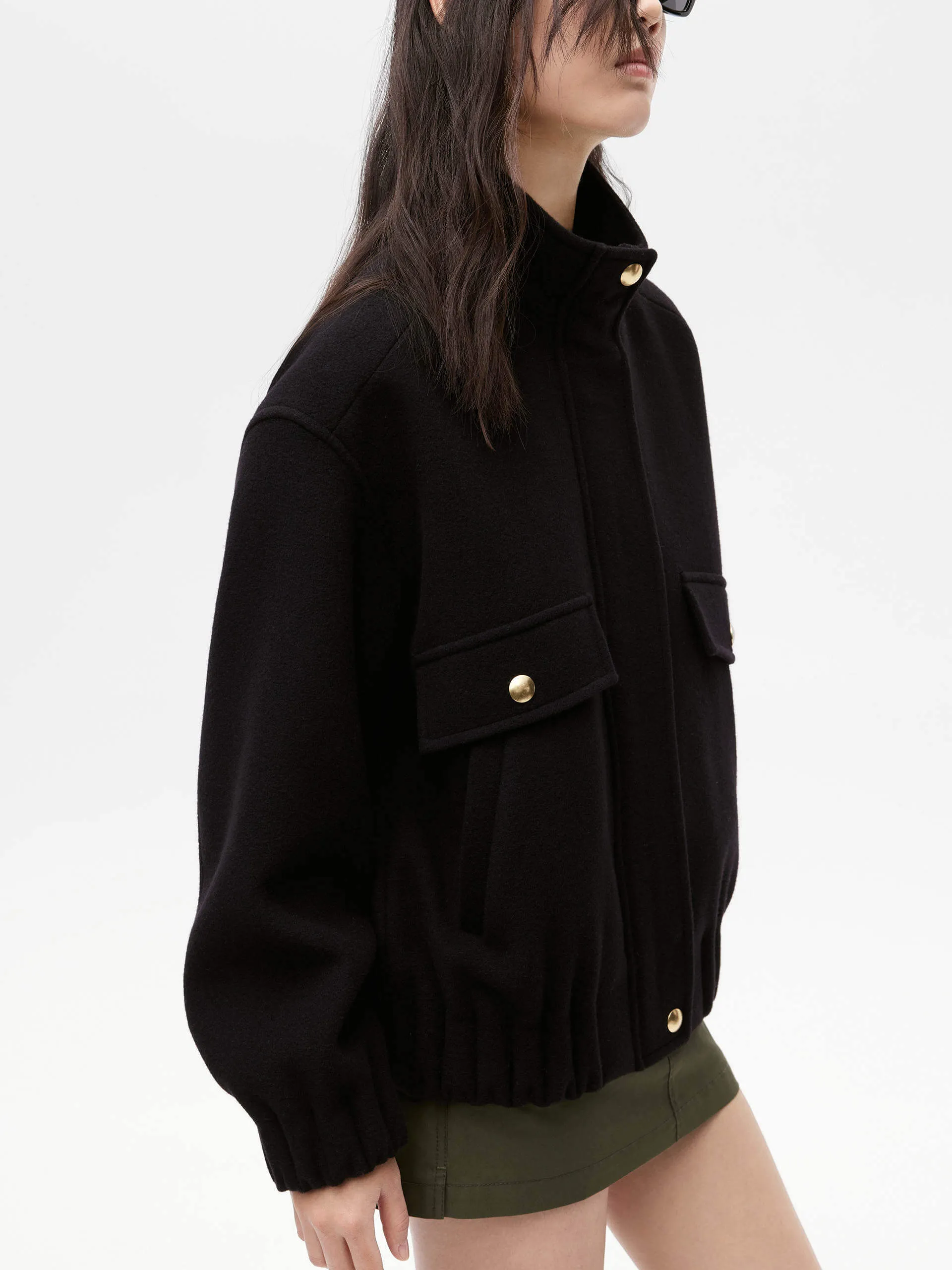 Wool Blend Zipper Jacket
