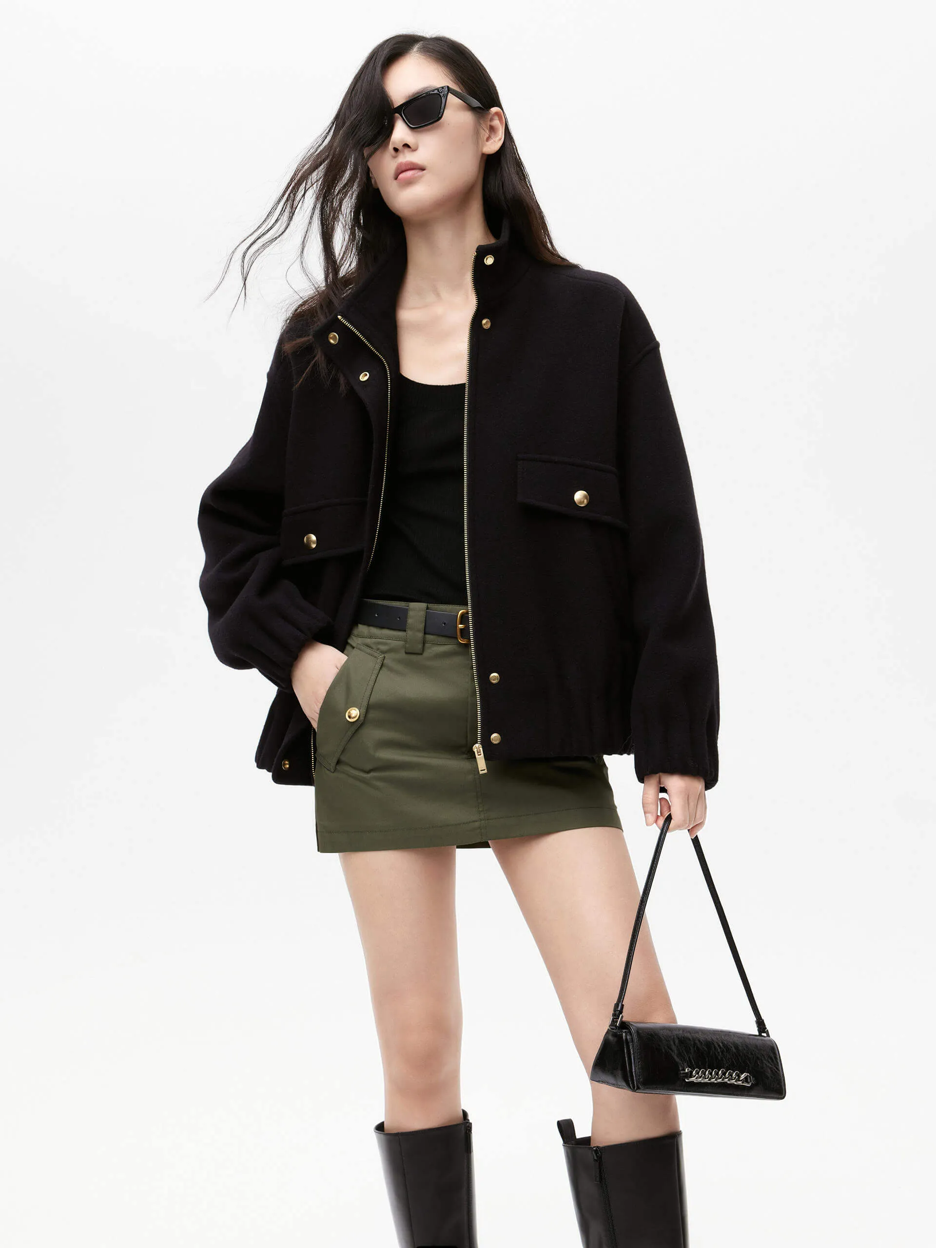 Wool Blend Zipper Jacket