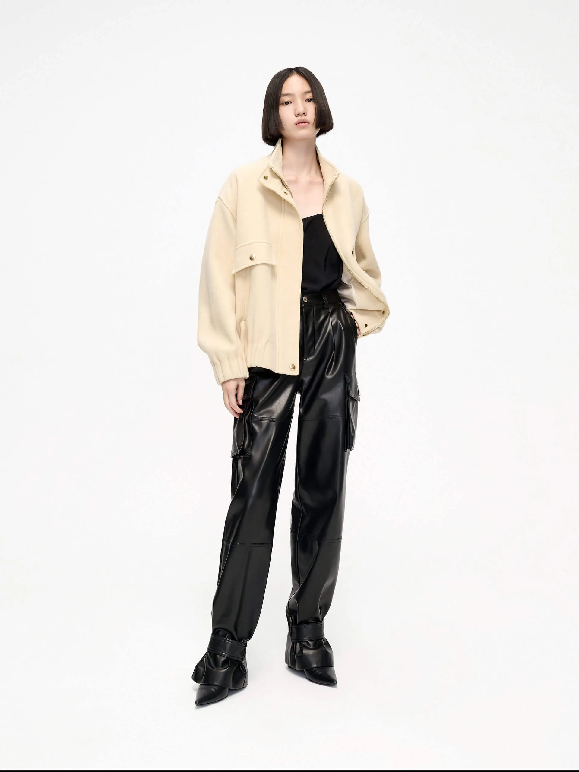 Wool Blend Zipper Jacket