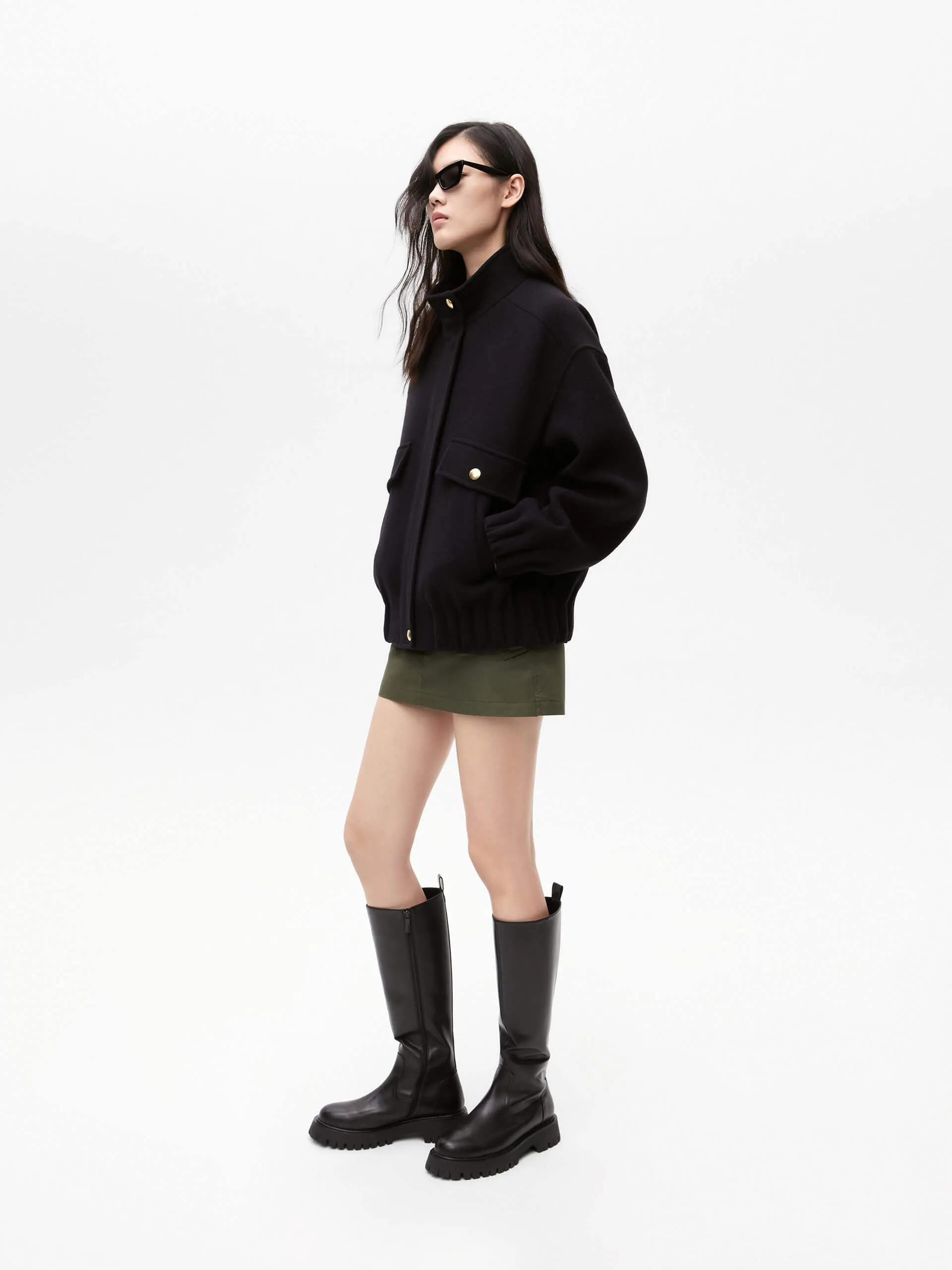 Wool Blend Zipper Jacket