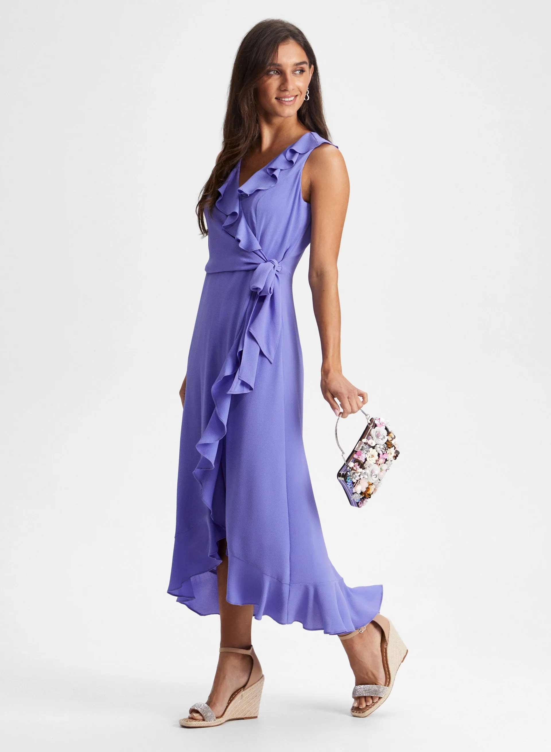 Wrap Style Ruffle Dress