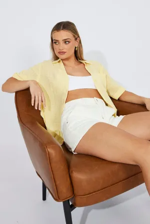 Yellow Shirt Short Sleeve Collared Neck