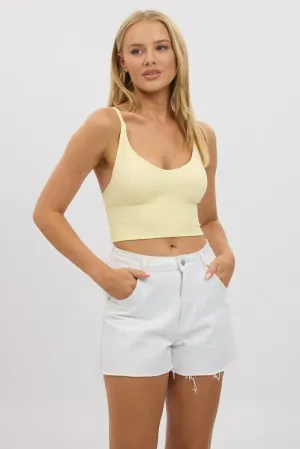 Yellow V Neck Cami Crop Top Seamless