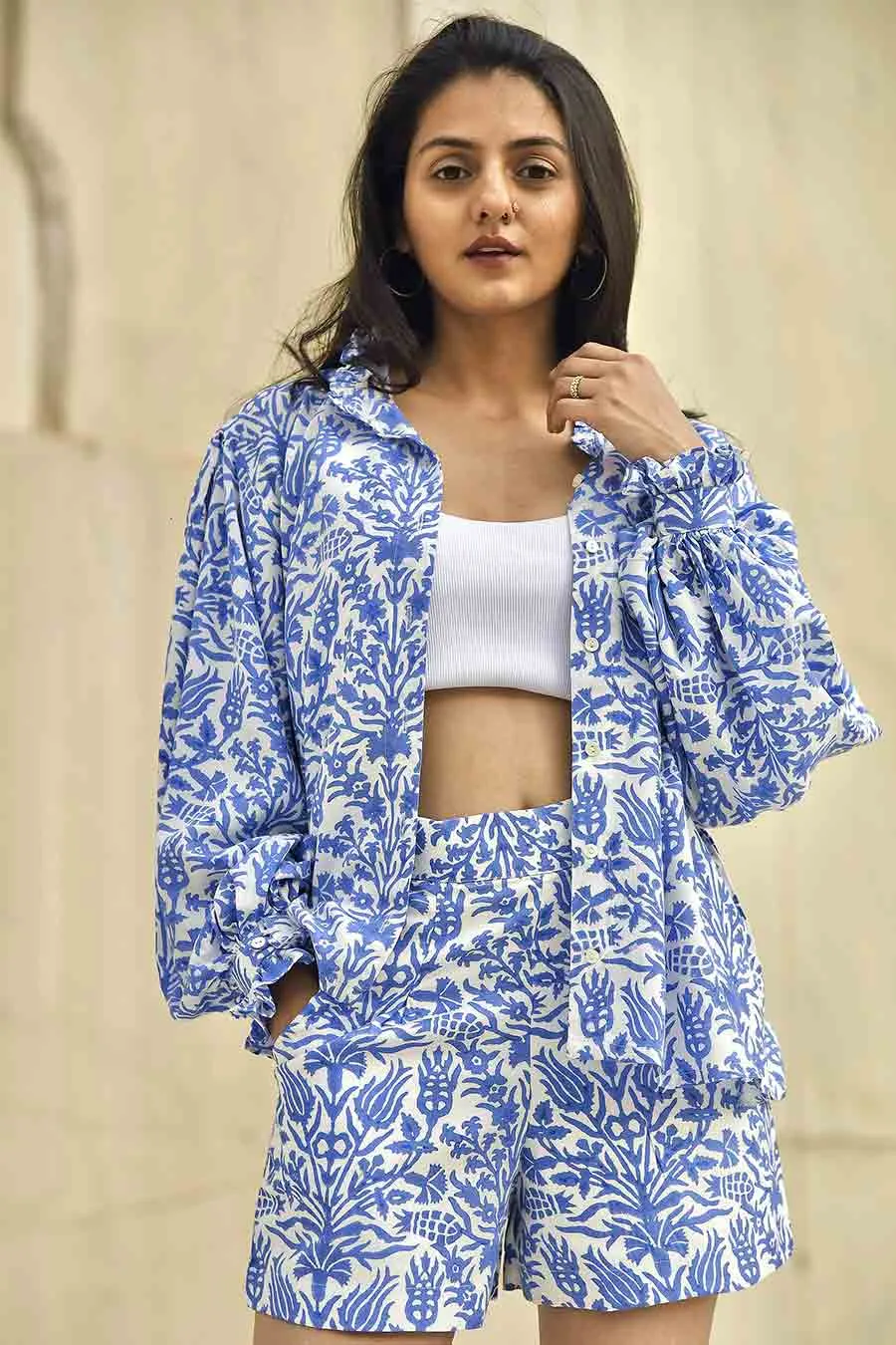 Yugen Blue Handblock Print Co-Ord Set