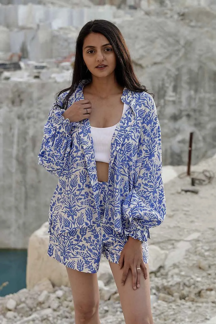 Yugen Blue Handblock Print Co-Ord Set